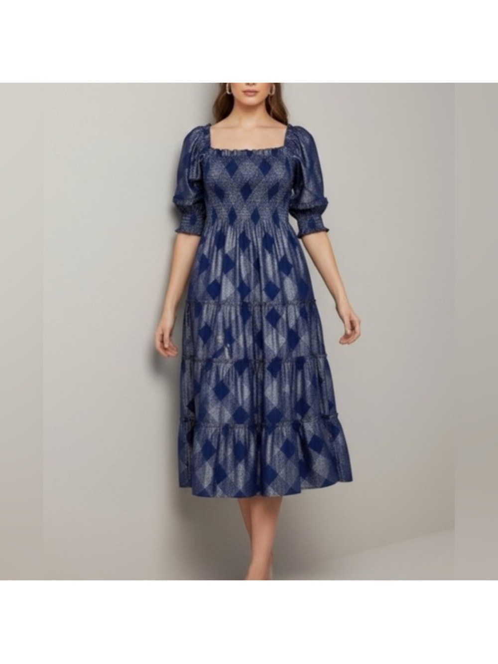MY26 Hill House Nesli Nap Dress Navy Glitter Check Dress